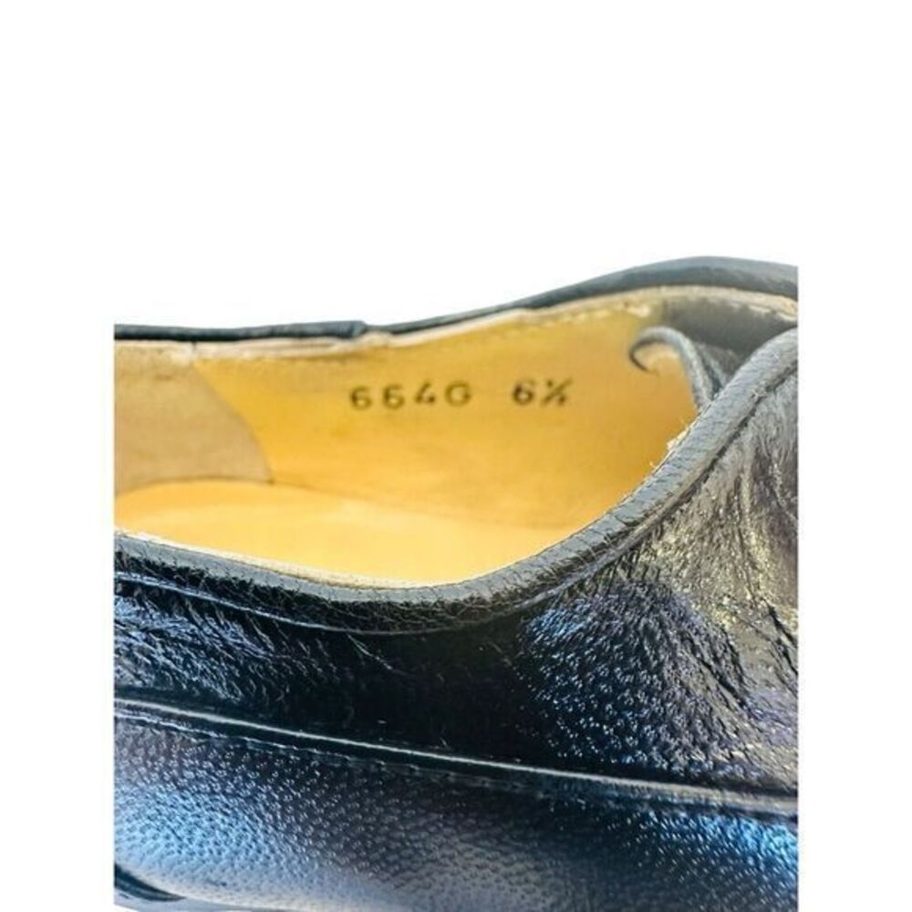 Vintage Louis Carmini Volpe Black Leather Childs Shoes 6 1/2 Dress Shoe Retro - Picture 5 of 13
